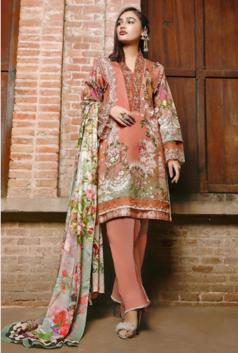 Taj 512 And 514 Cotton Pakistani Suits Chiffon Dupatta