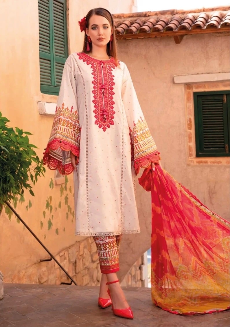 Taj Maria B M Print 143 Pakistani Suit Chiffon Dupatta Collection