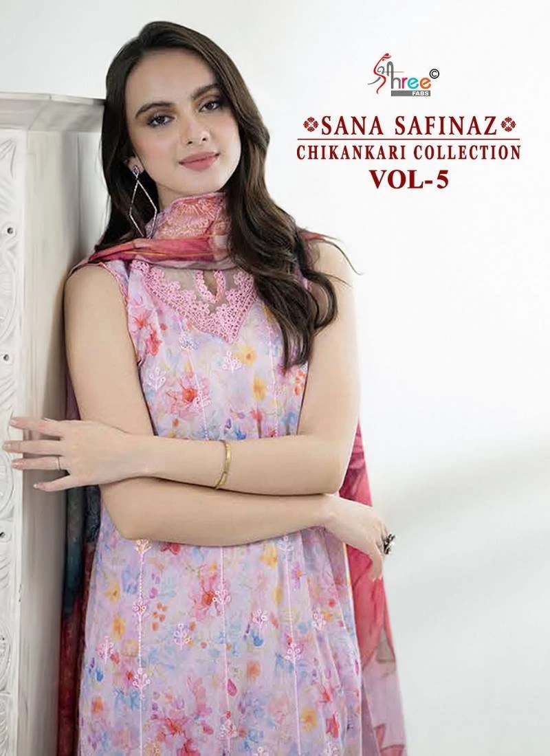 Shree Sana Safinaz Chikankari Vol 5 Pakistani Suit Cotton Dupatta