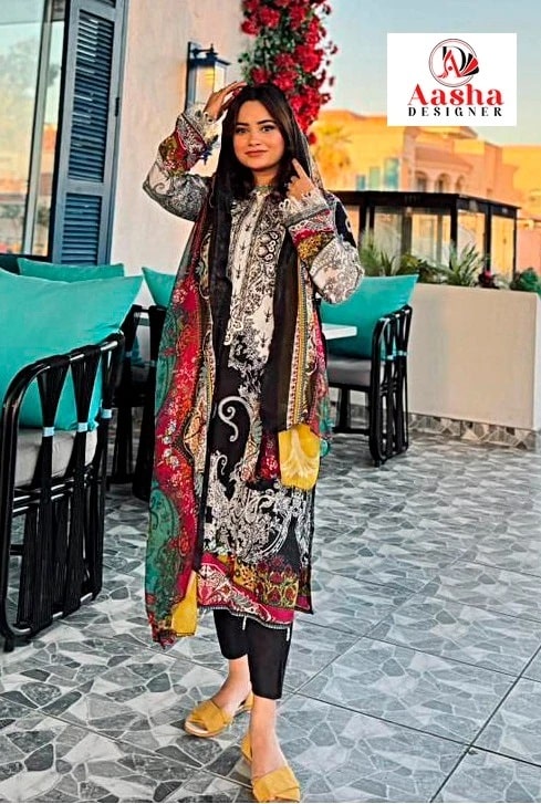 Aasha 1067 Pakistani Suits Chiffon Dupatta Collection