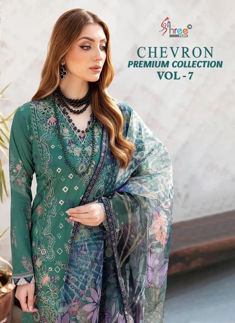 Shree Chevron Premium Collection Vol 7 Pakistani Suits Cotton Dupatta