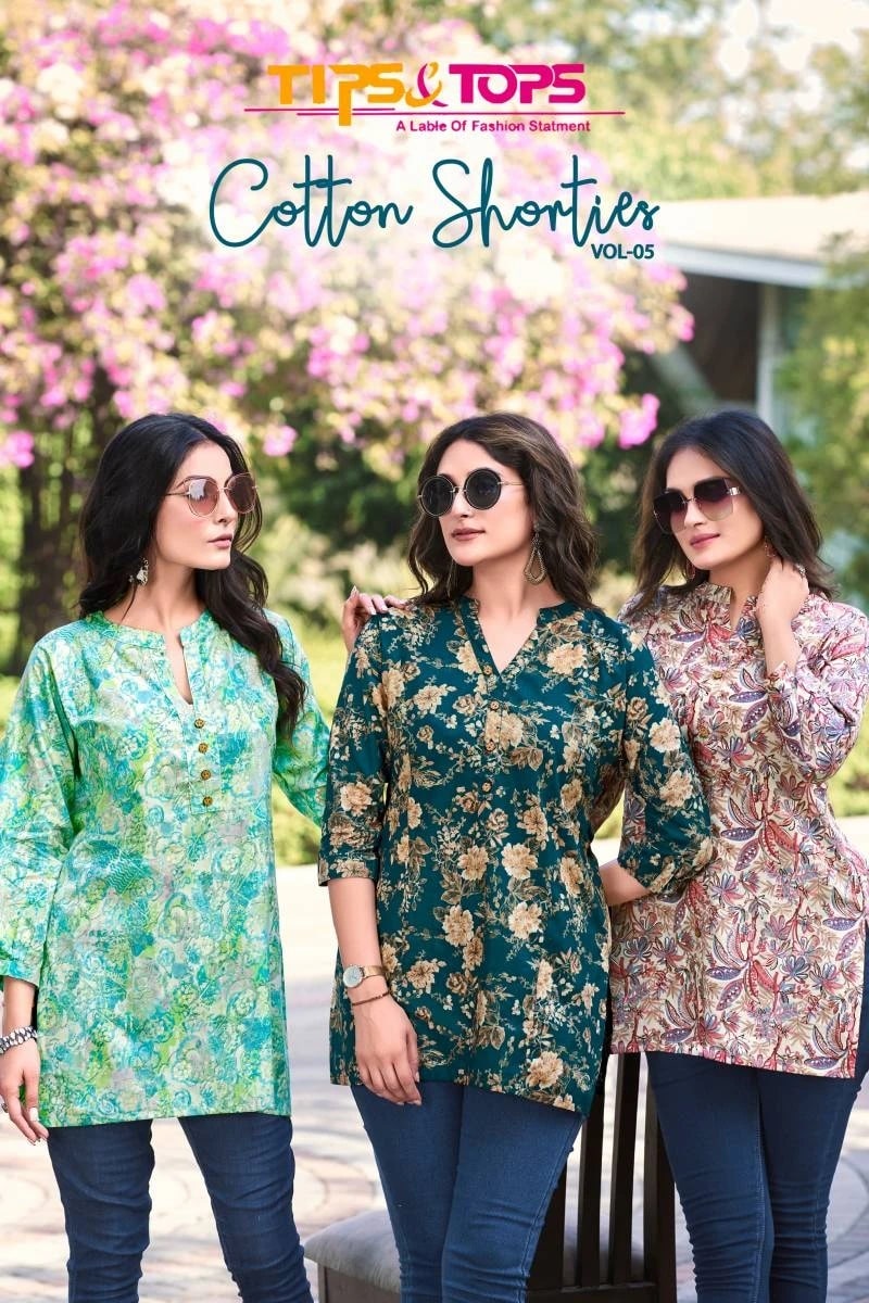 Tips And Tops Cotton Shorties Vol 5 Stylish Printed Ladies Top Collection