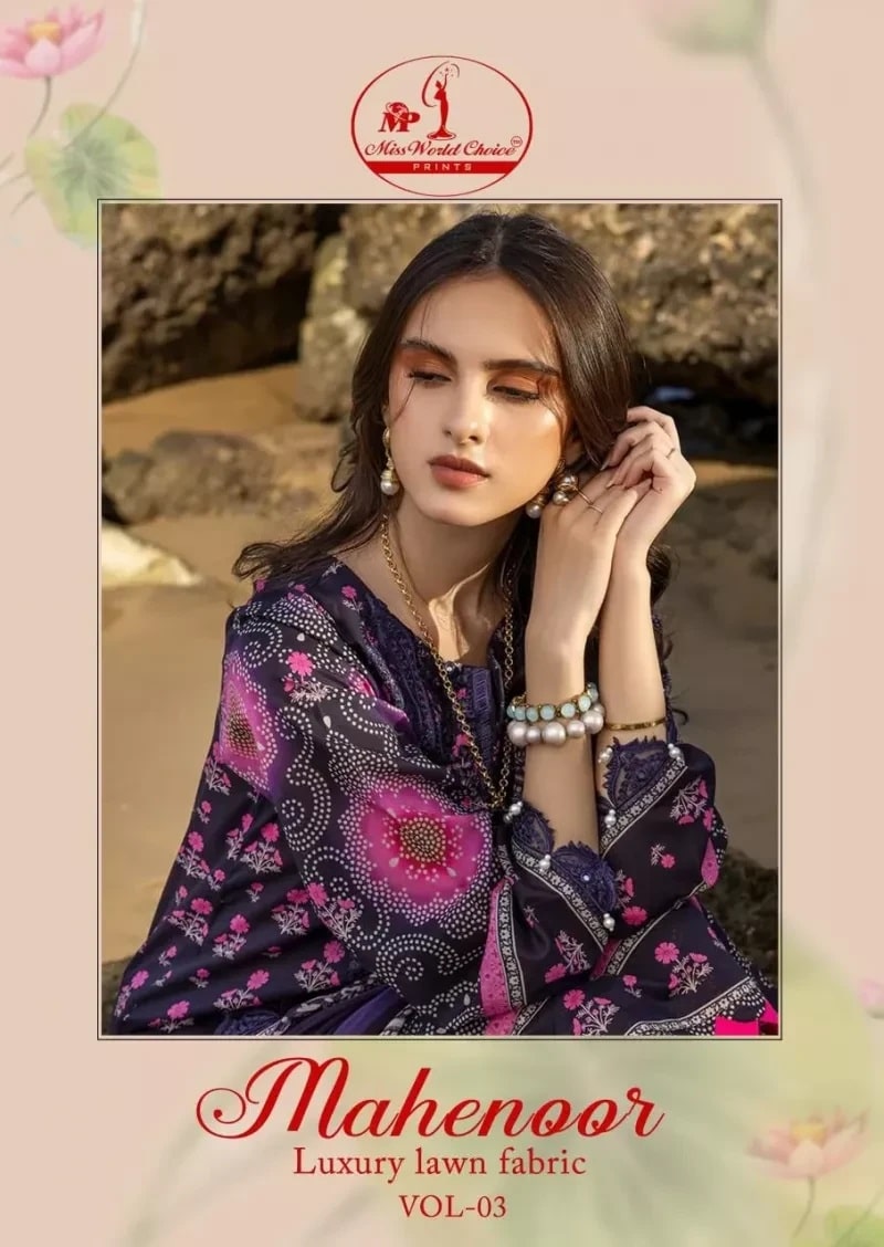 Miss World Mahenoor Vol 3 Cotton pakistani Dress Material Collection