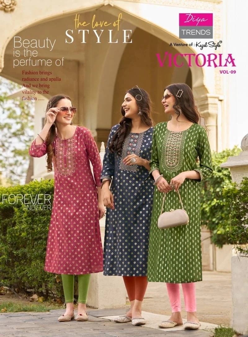 Victoria Vol 9 Diya Trends Printed Kurti Collection