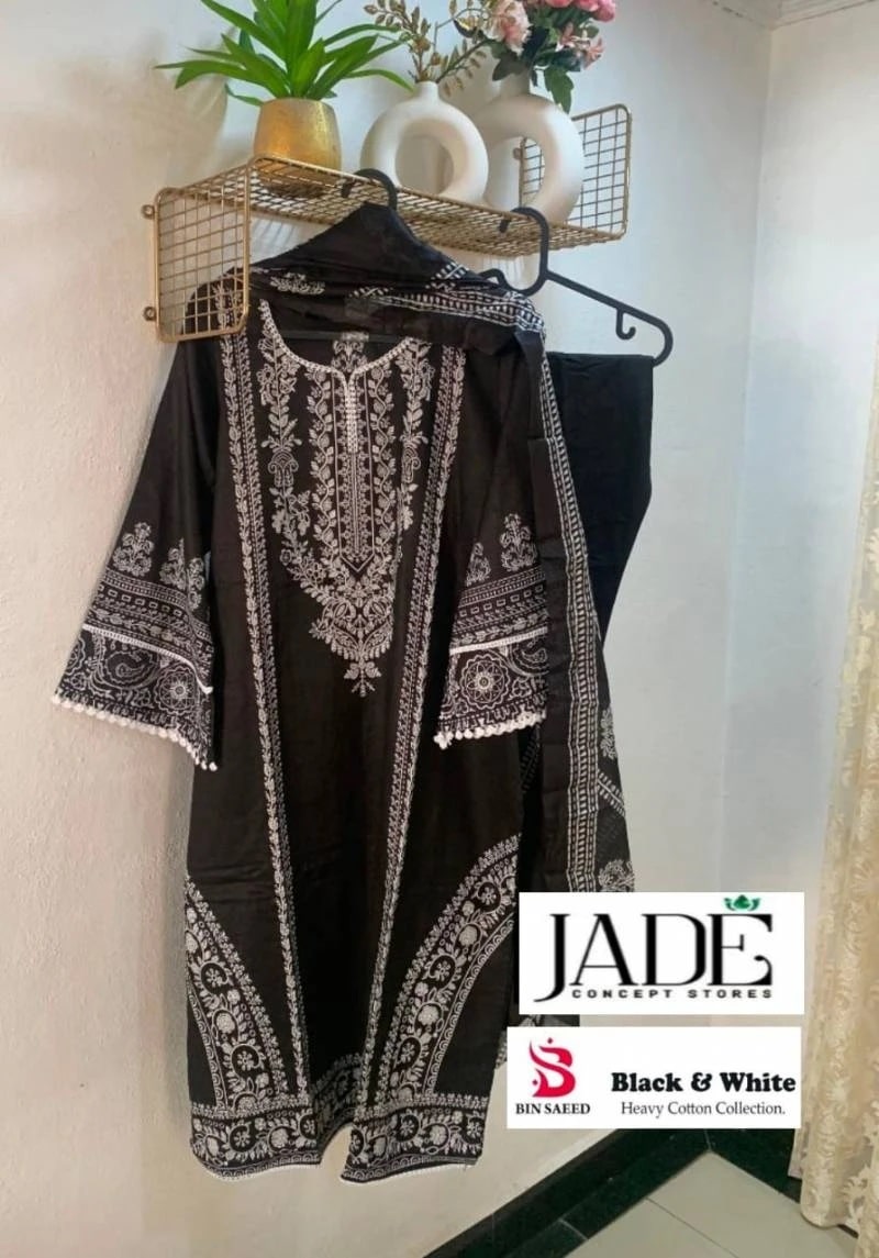 Jade Bin Saeed Black And White Pakistani Readymade Suits Collection
