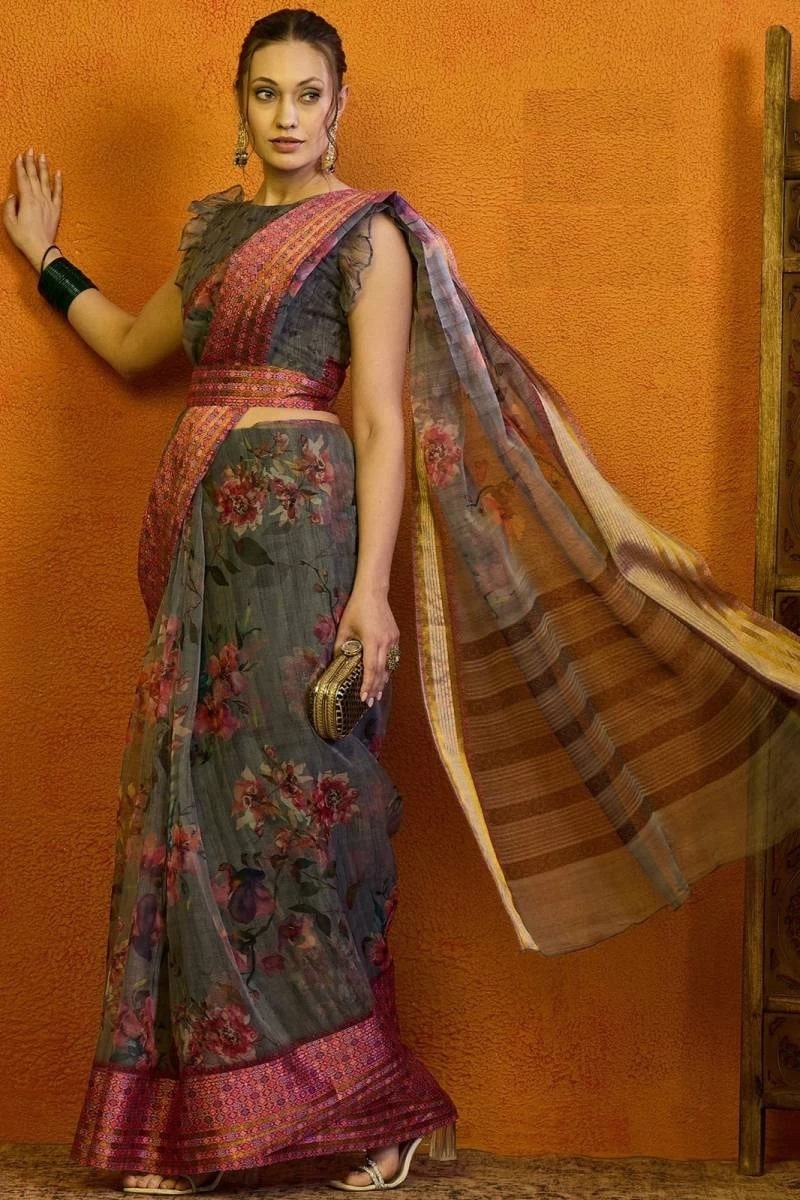 Apple Sunflower Printed Saree Collection