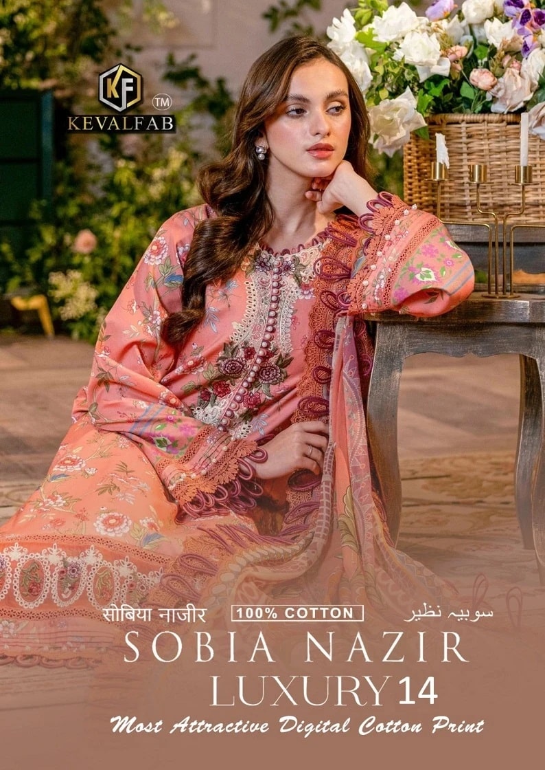 Keval Sobia Nazir Luxury Vol 14 Soft Cotton Dress Material Collection
