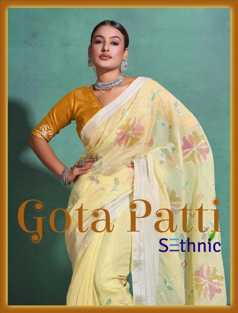 Sethnic Gota patti Linen Printed Saree Collection
