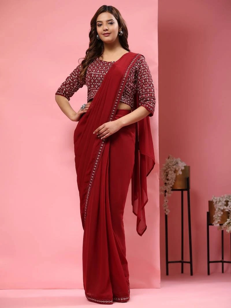 Amoha Trendz A330 Georgette Ready To Wear Saree Collection