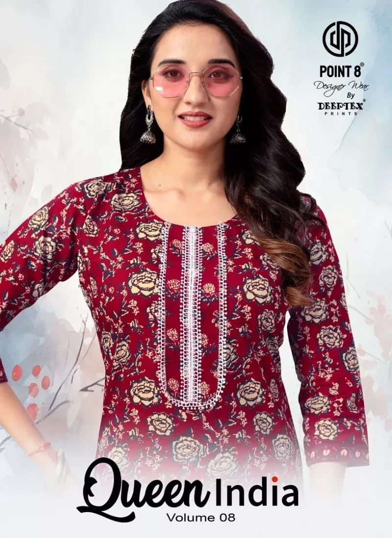 Deeptex Queen India Vol 8 Printed Designer Kurti With Pant Collection