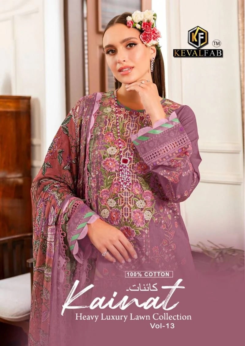Keval Kainat Vol 13 Heavy Luxury Lawn Collection Pakistani Dress Material