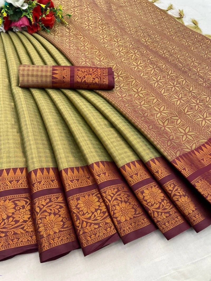 Aab Khangulab Silk Mercerised Copper Banarasi Silk Saree Collection