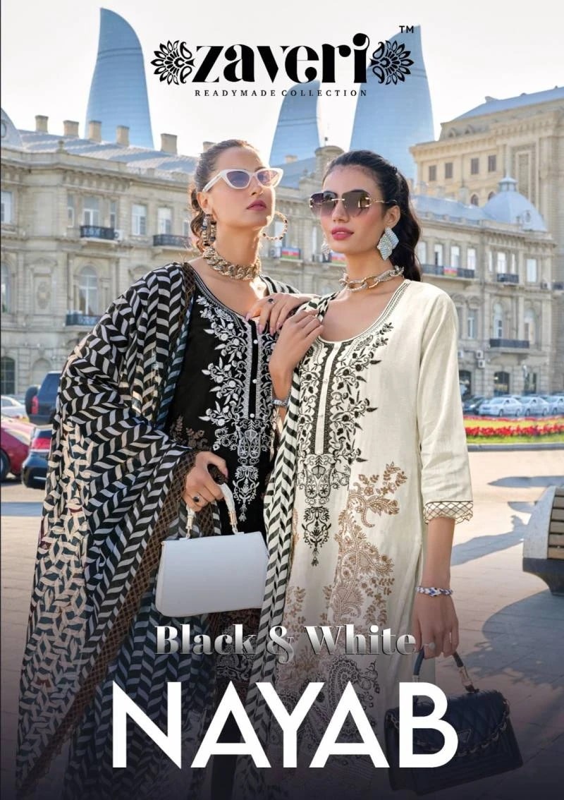 Zaveri Black And White Nayab Designer Readymade Collection