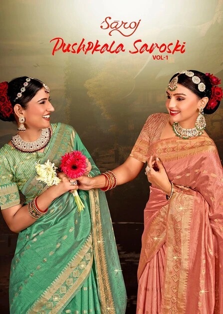 Saroj Pushpkala Swarovski Vol 1 Silk Saree Collection