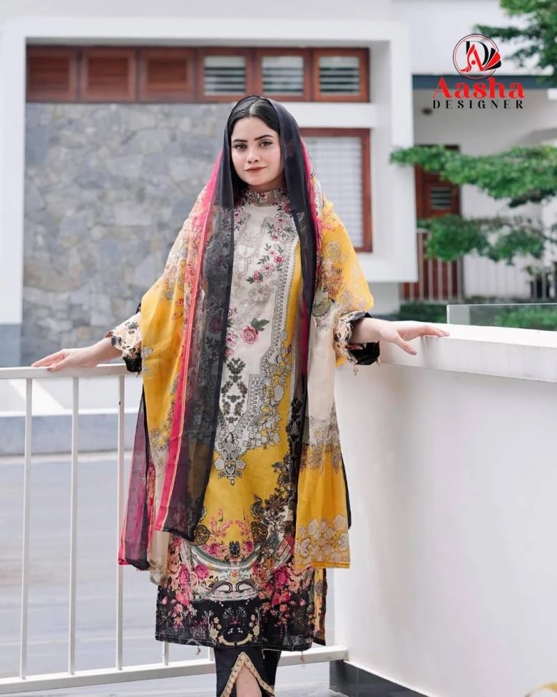 Aasha 1080 Pakistani Suits With Cotton Dupatta