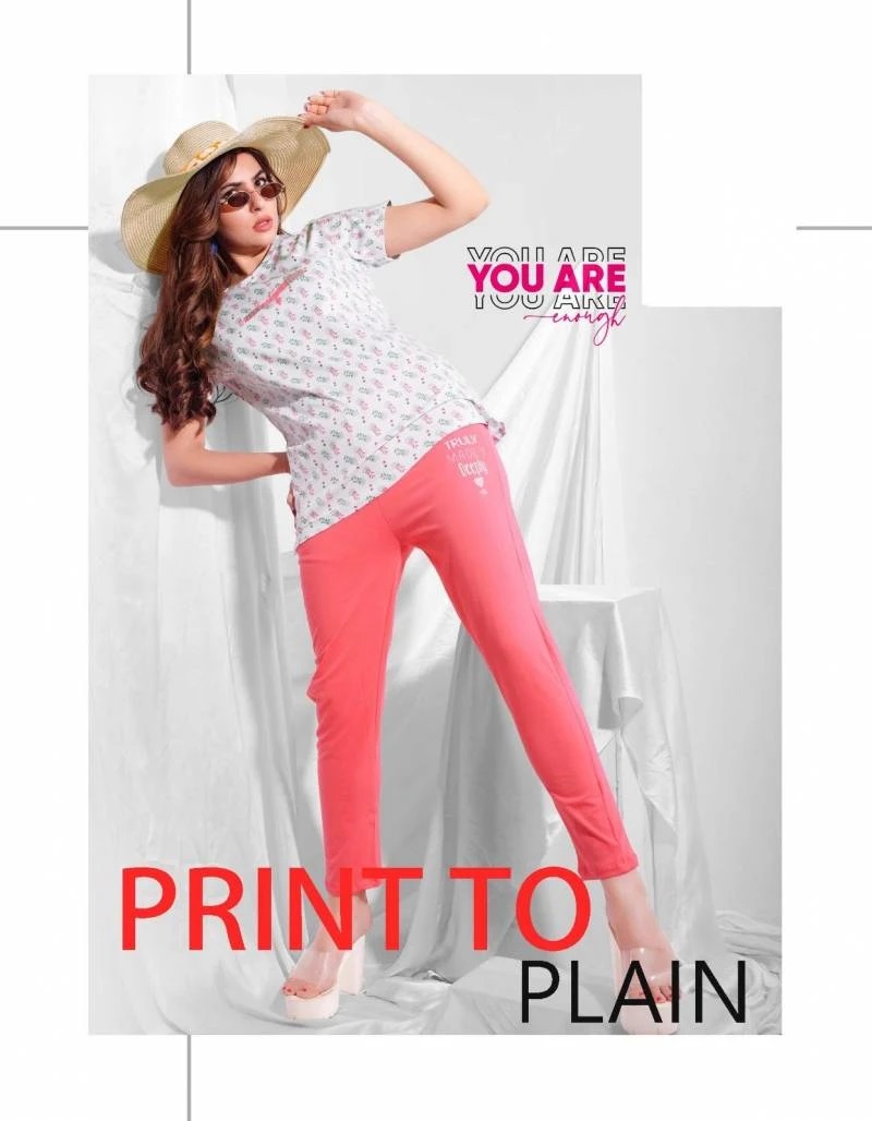 Print To Plain Fancy Night Tops And Pant