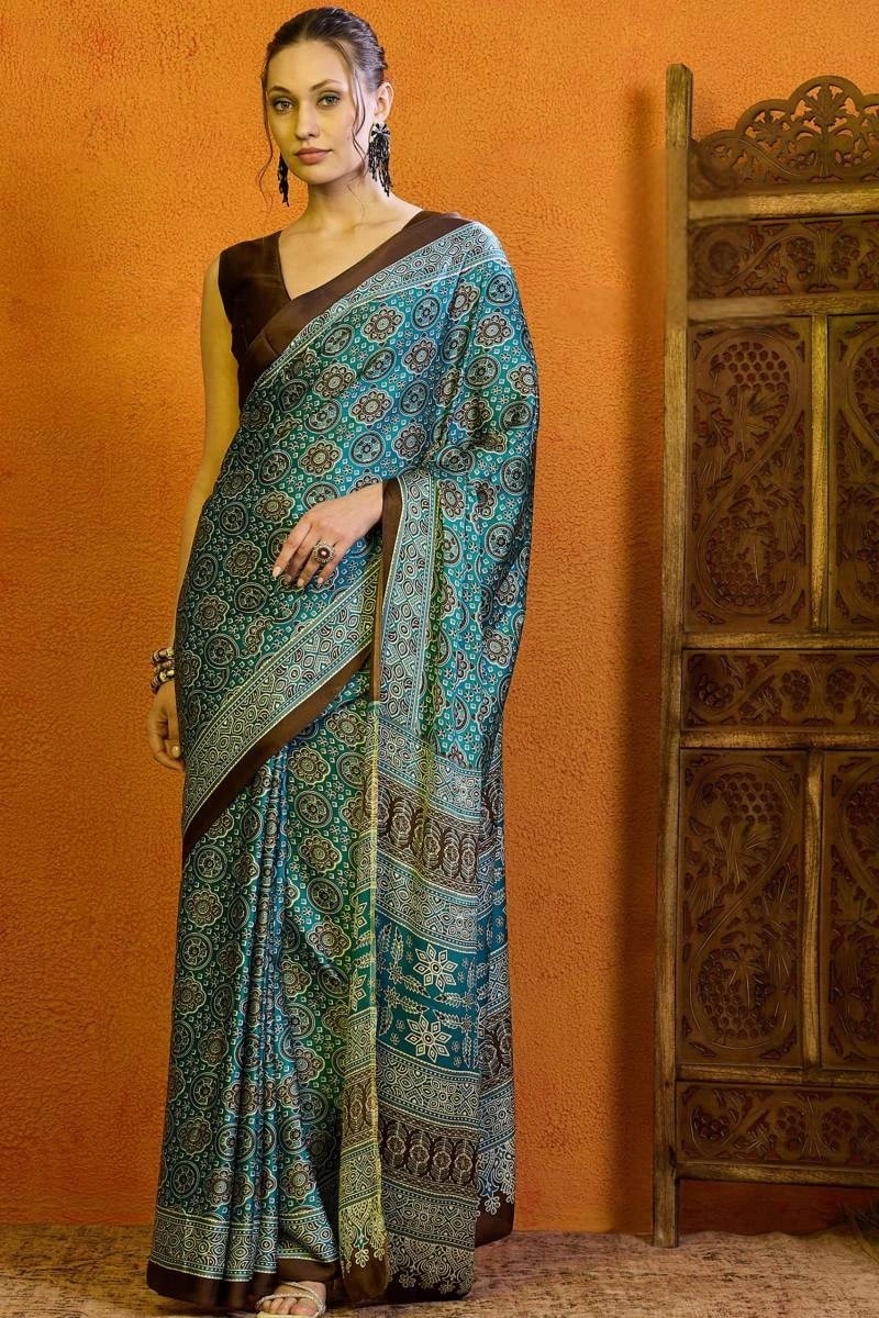 Kadali Silk Modal Satin Printed Saree Collection