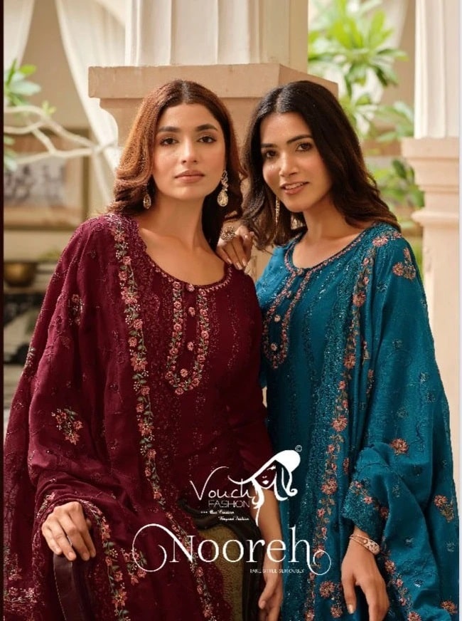 Vouch Nooreh Chinon Embroidered Salwar Suits Collection