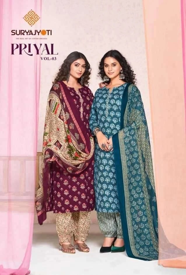 Suryajyoti Priyal Vol 3 Readymade Cotton Dress Collection