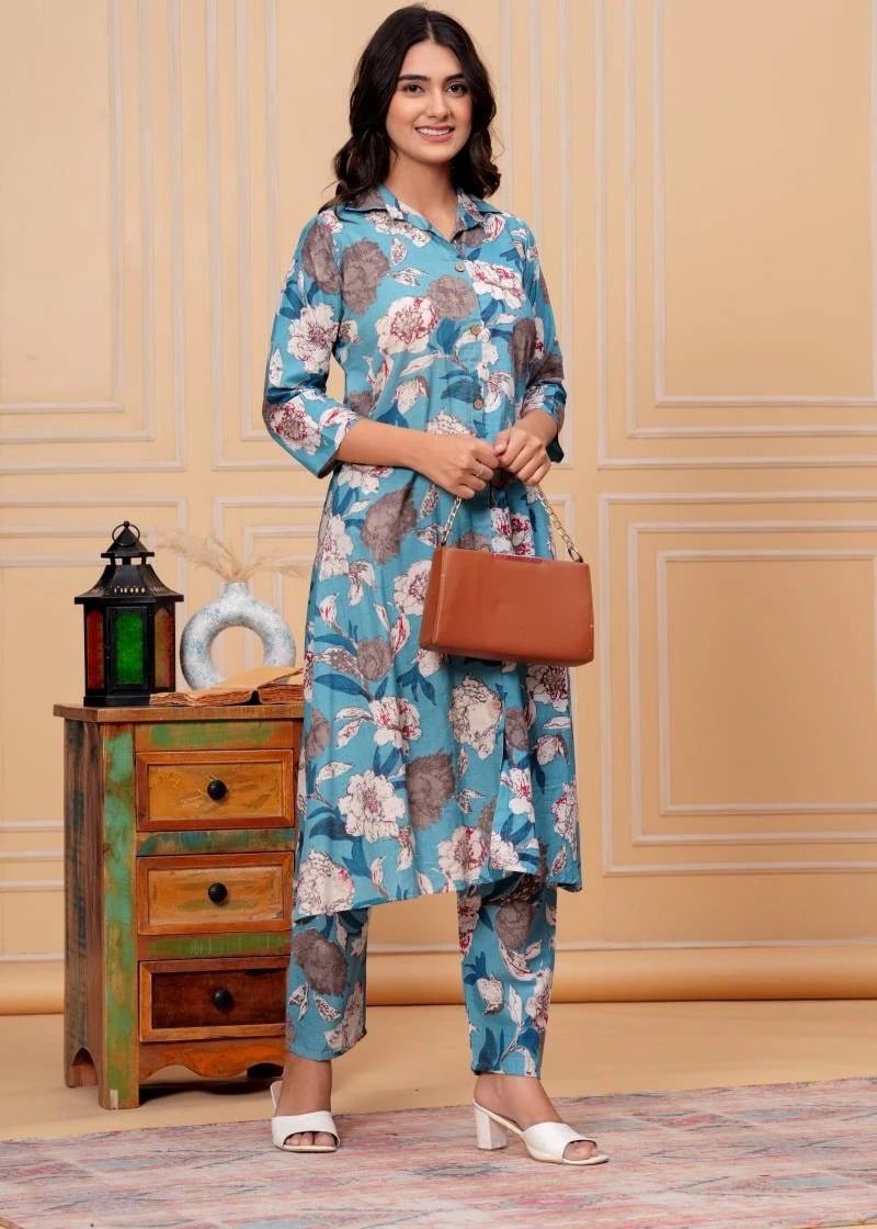 DT Bhavya Blue Printed Co Ord Set Collection