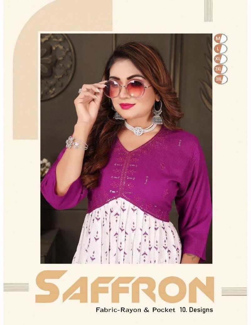 Fashion Talk Saffron Vol 2 Printed Alia Cut Kurti Collection