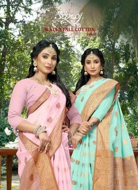 Saroj Water Fall Cotton Vol 3 Linen Saree collection