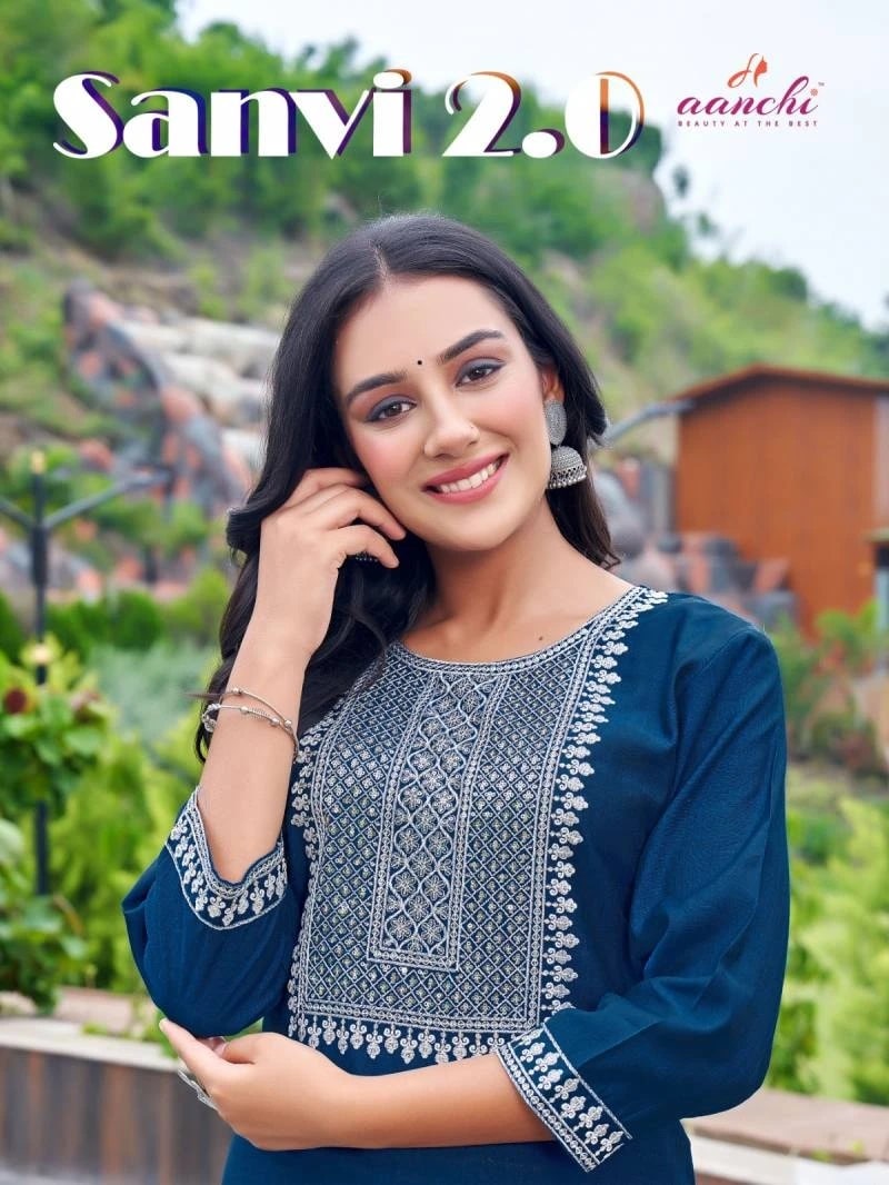 Aanchi Sanvi 2.0 Embroidered Kurti Collection