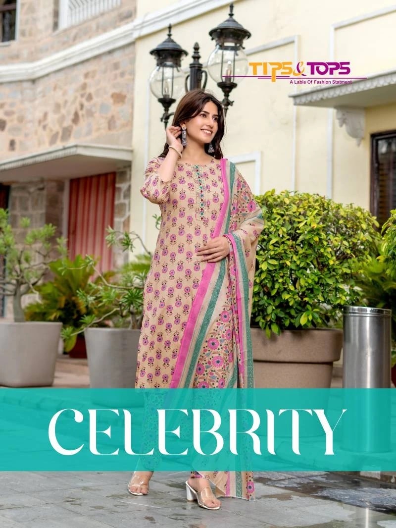 Tips And Tops Celebrity Cotton Kurti Pant With Dupatta