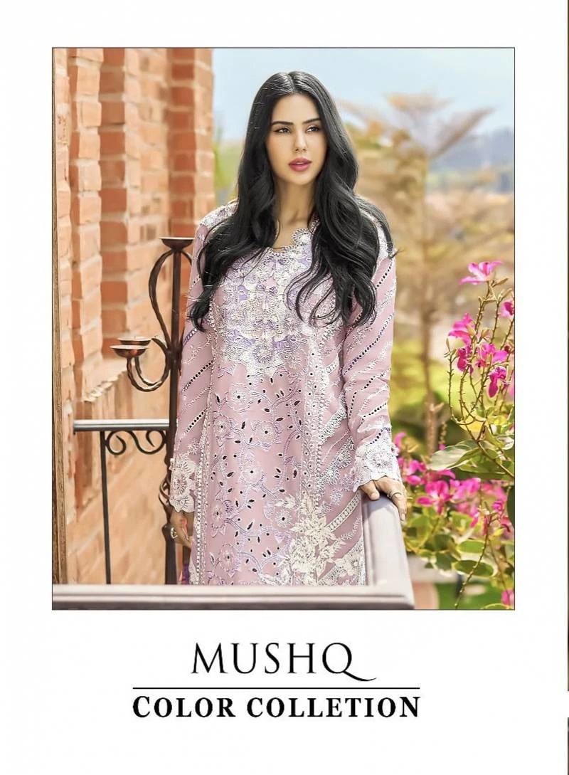 Shree Mushq Color Collection 24 Pakistani Suits Chiffon Dupatta