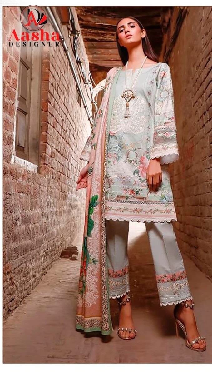 Aasha 1105 Pakistani Salwar Suits With Cotton Dupatta