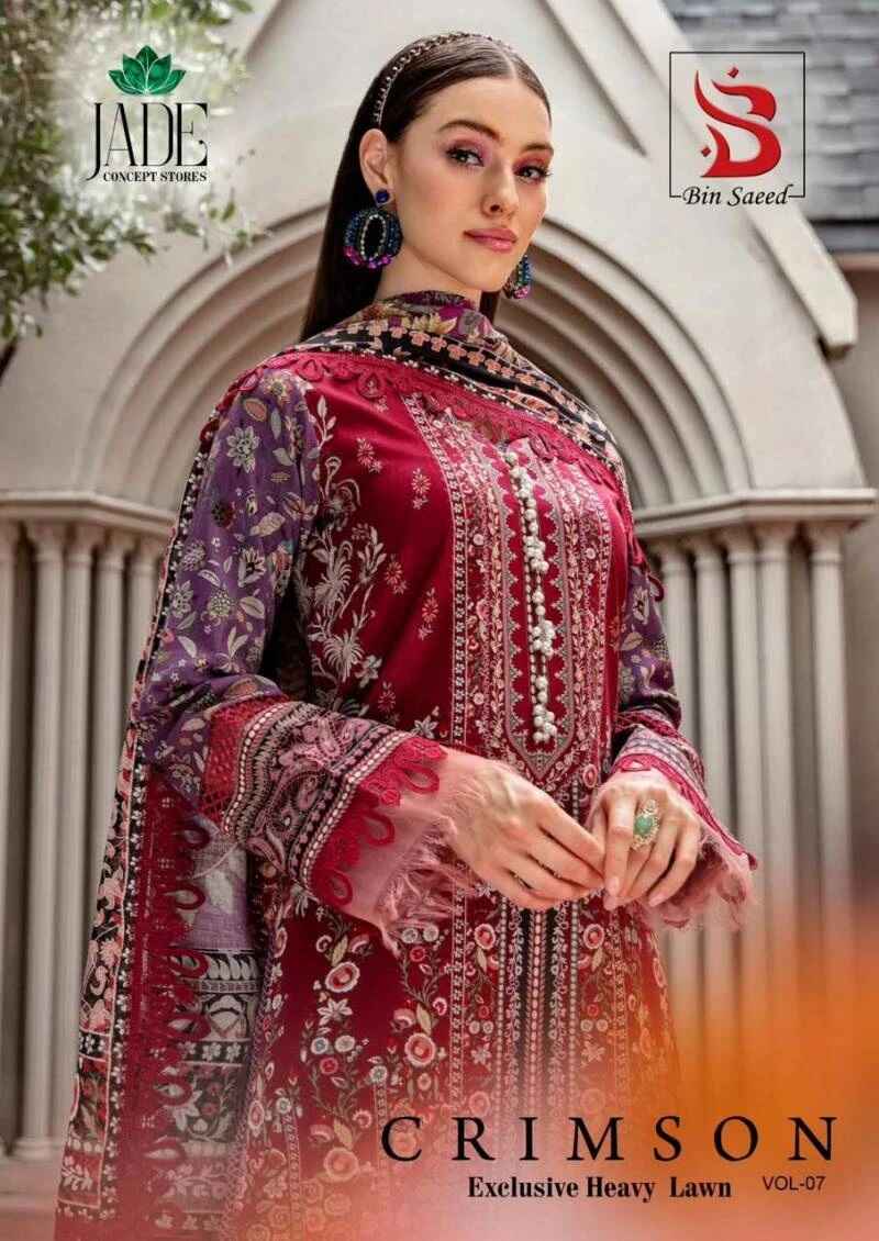 Jade Crimson Vol 7 Lawn Cotton Pakistani Dress Material