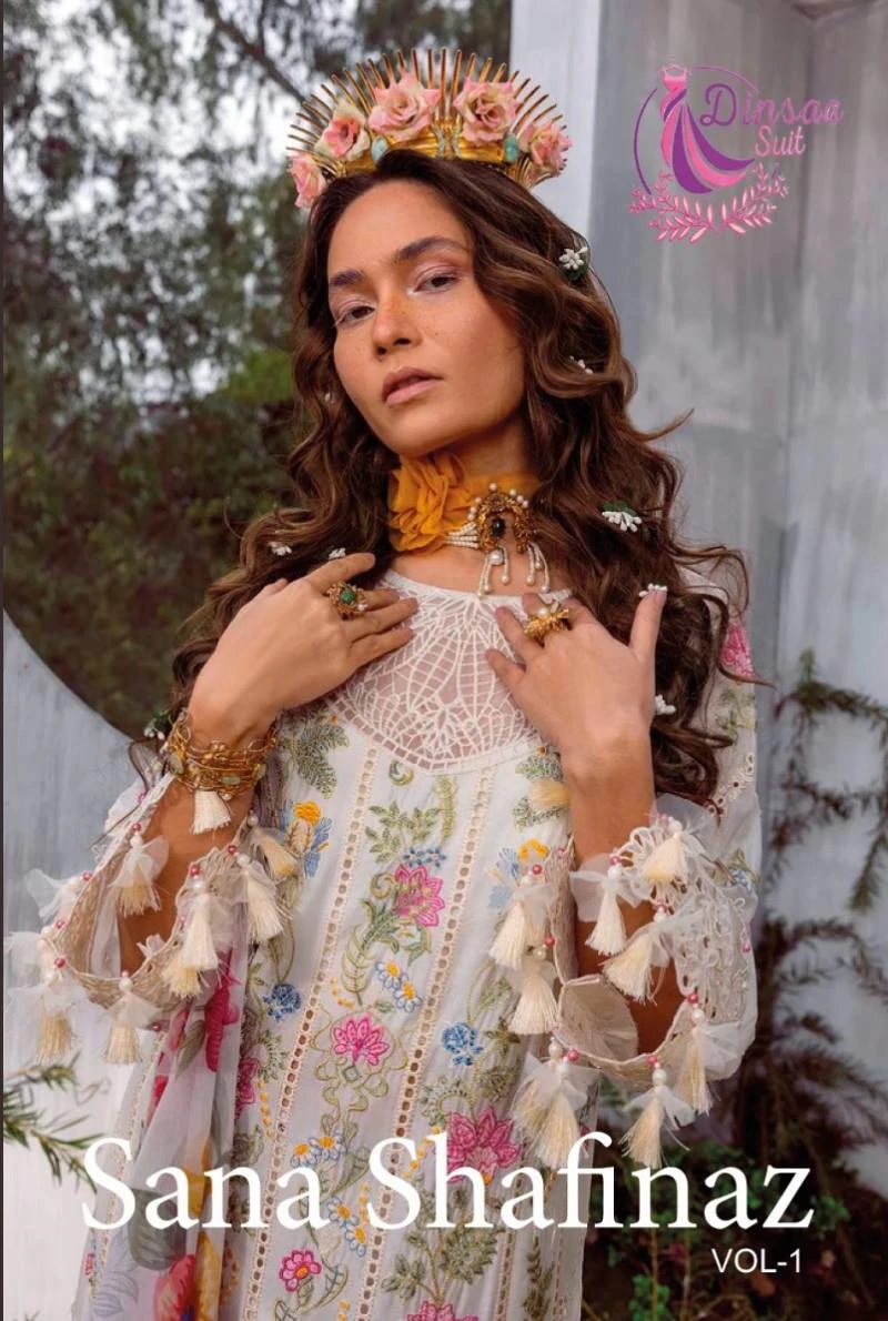 Dinsaa Sana Shafinaz Vol 1 Pakistani Suit With Cotton Dupatta