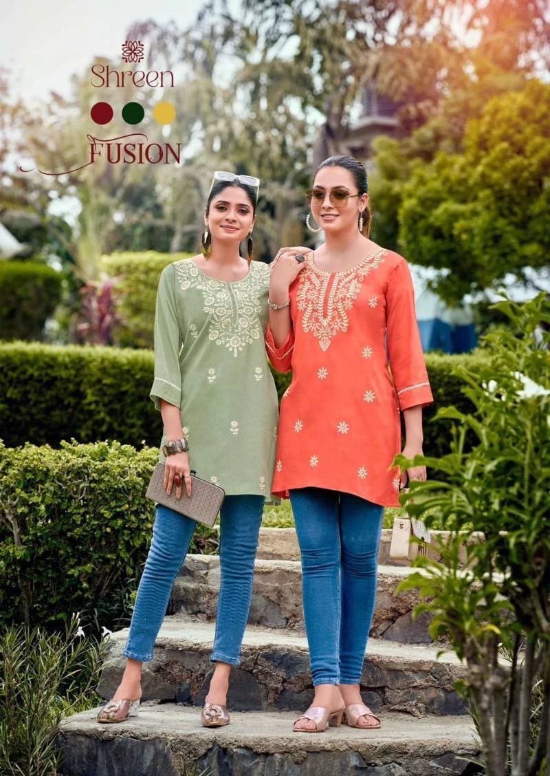 Shreen Fusion Lucknowi Work Fancy Top Collection