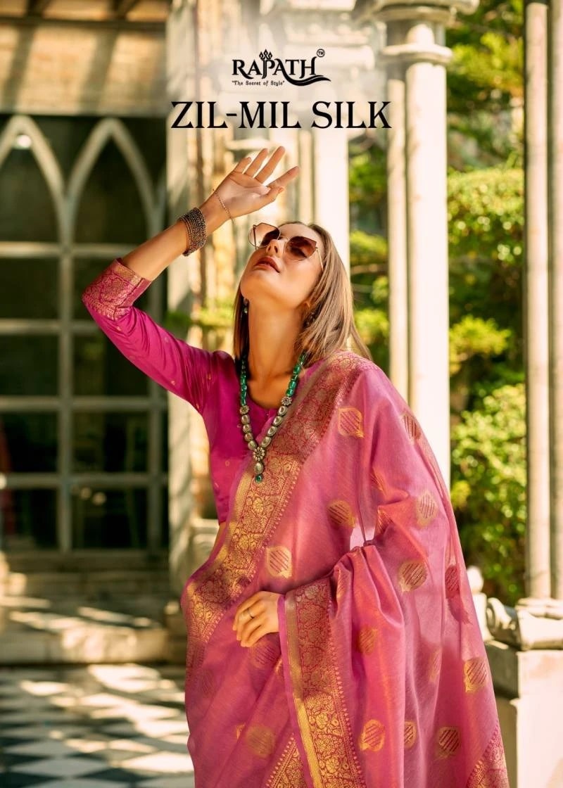 Rajpath Zil Mil Silk Tissue Designer Saree