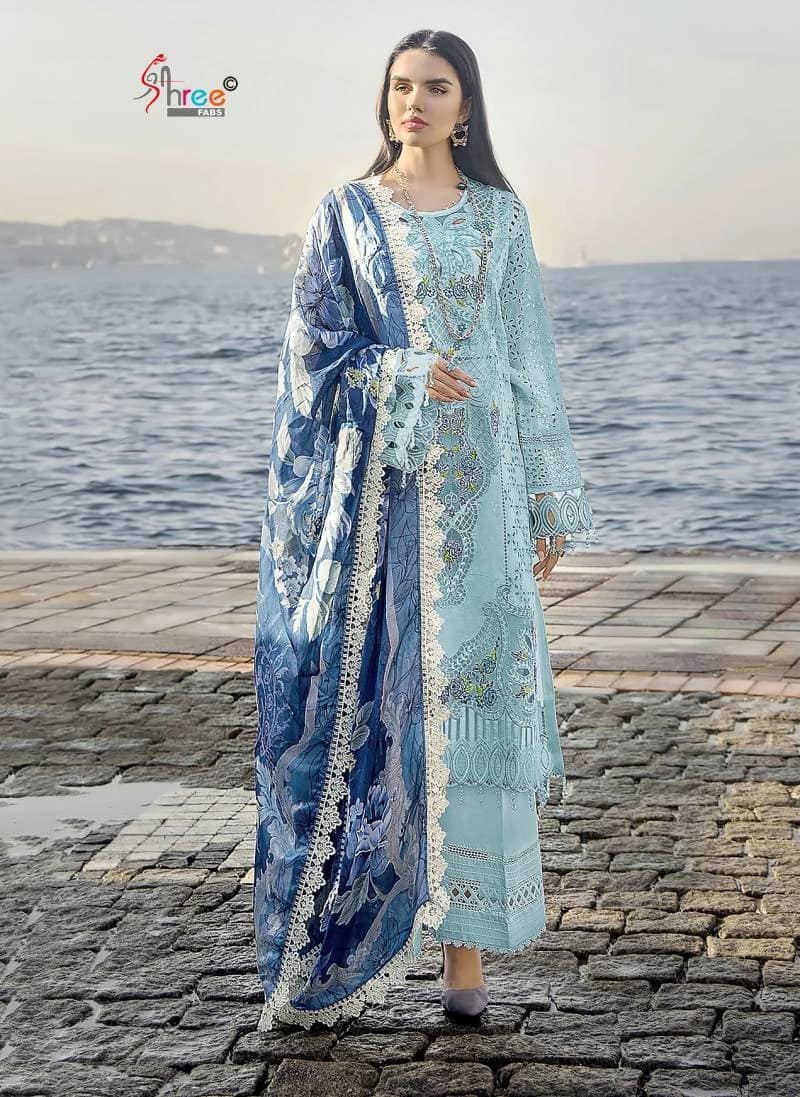 Shree Mariya B Lawn 3615 Colors Pakistani Suits Chiffon Dupatta