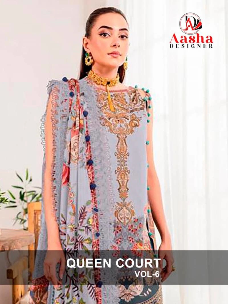 Aasha Queen Court Vol 6 Pakistani Suit Cotton Dupatta