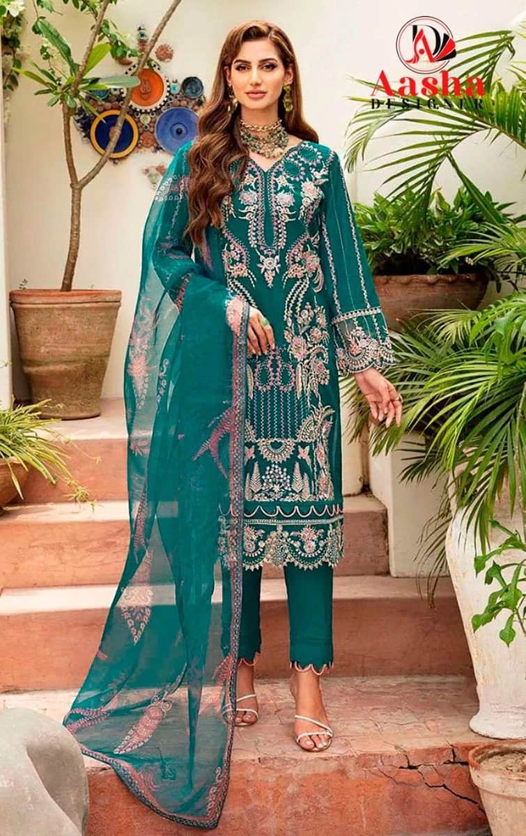 Aasha 1118 Embroidered Pakistani Salwar Suits Collection