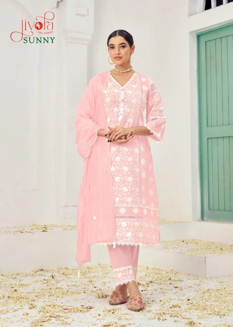 Jivora Sunny Cotton Embroidered Readymade Dress