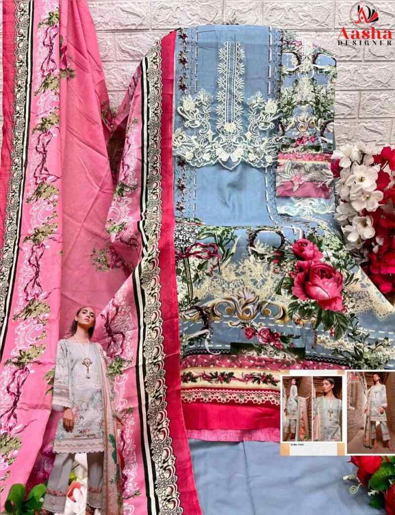 Aasha 1104 Pakistani Suits Chiffon Dupatta