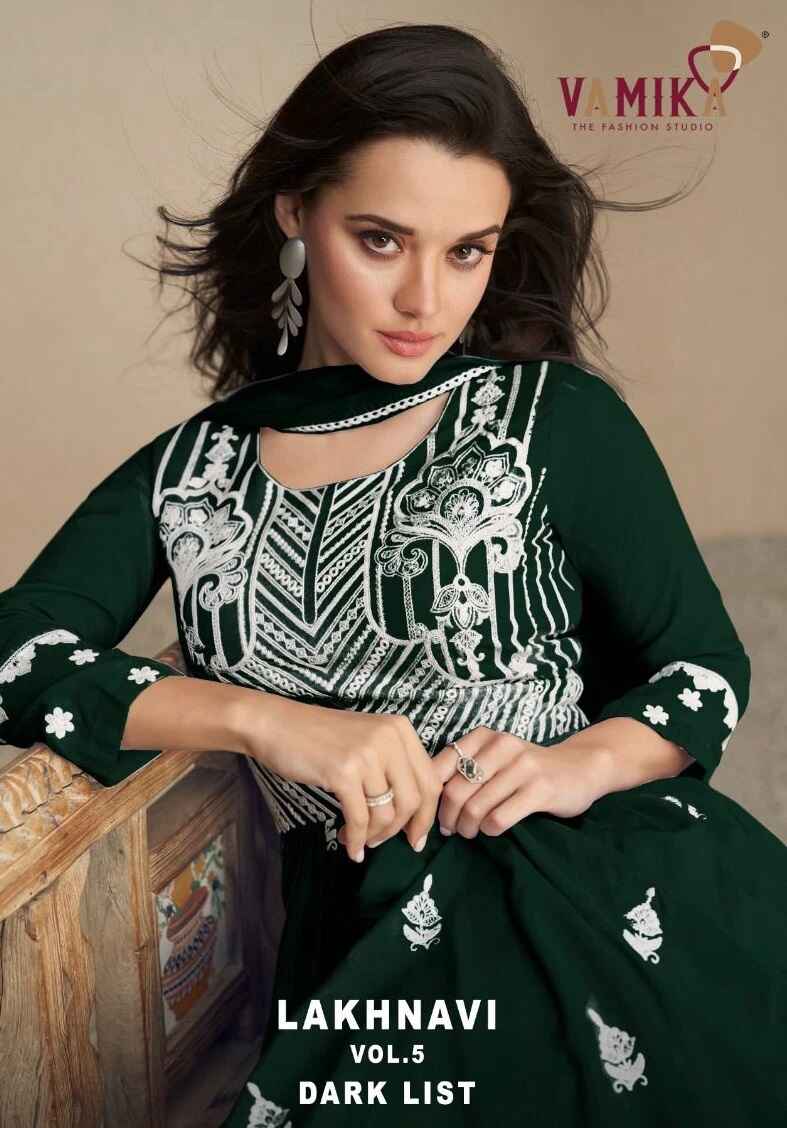 Vamika Lakhnavi Vol 5 Embroidery Kurti Plazzo With Dupatta