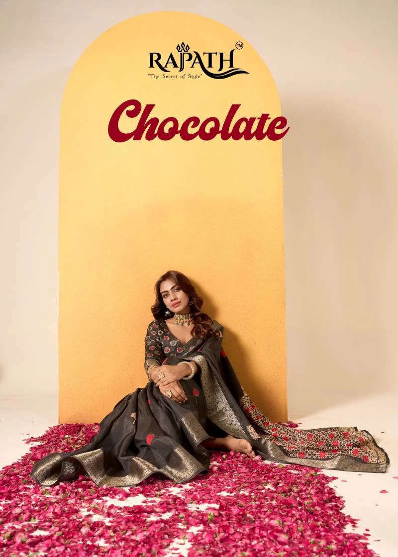 Rajpath Chocolate Silk Foil Print Saree Collection