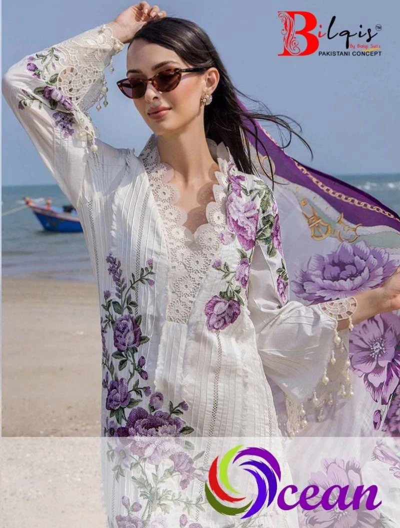 Bilqis Ocean Pakistani Salwar Suits Cotton Dupatta