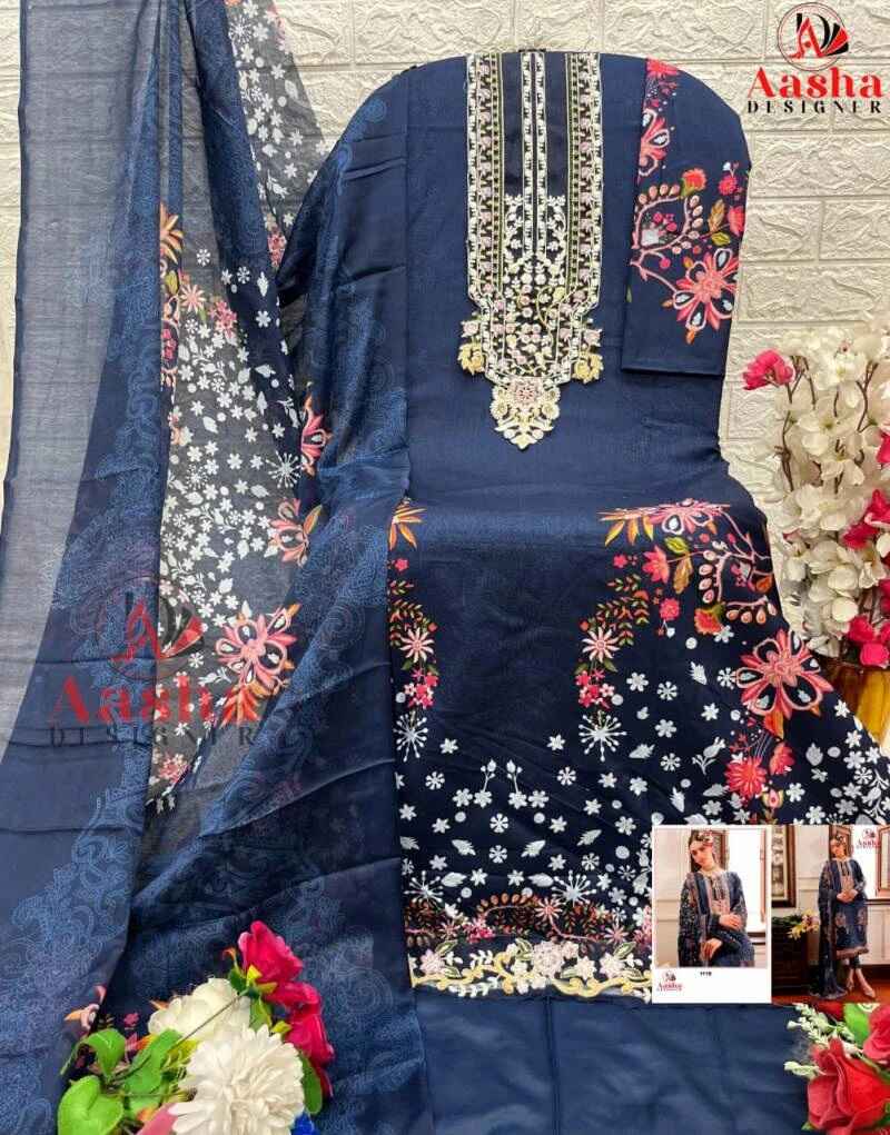 Aasha 1119 Pakistani Salwar Suits Chiffon Dupatta