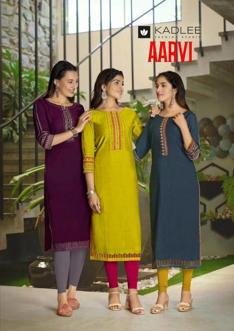 Kadlee Aarvi Viscose Weaving Straight Kurti Collection