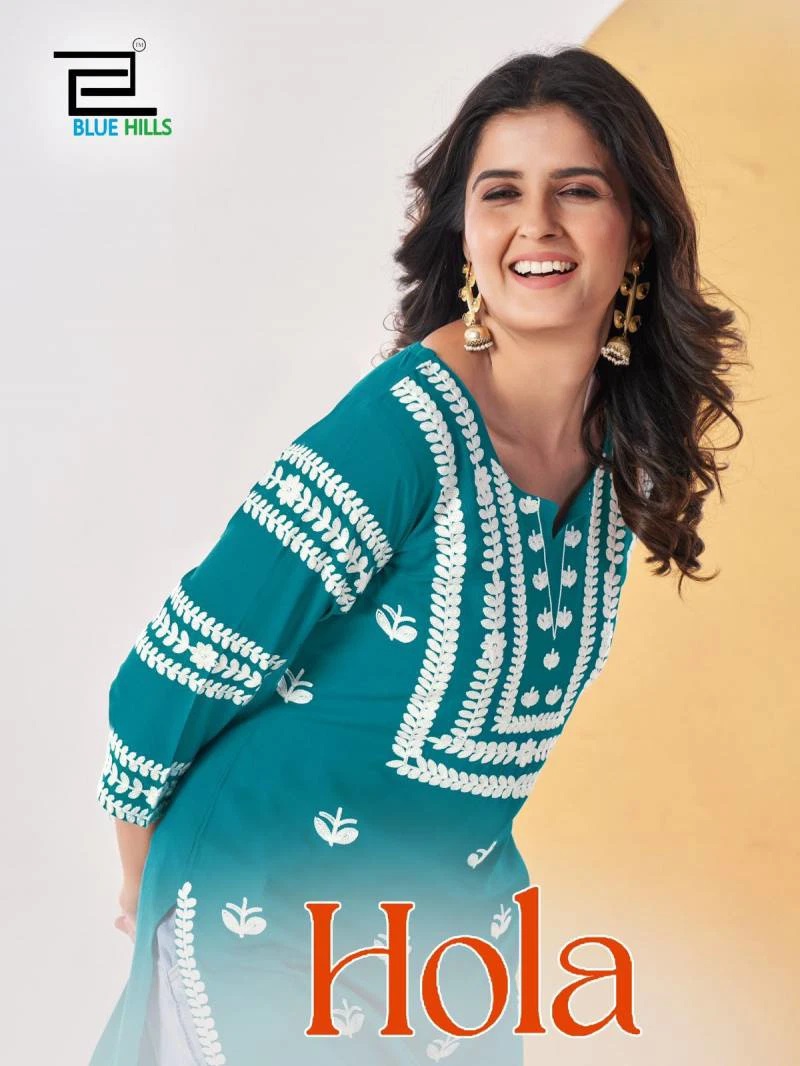 Blue Hills Hola Embroidery Fancy Short Kurti Collection