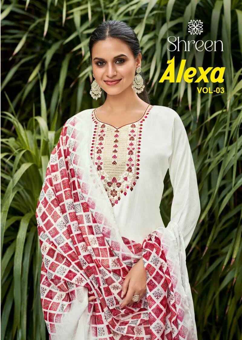 Shreen Alexa Vol 3 Silk Kurti Bottom With Dupatta