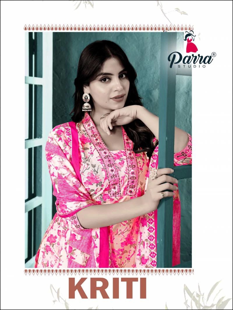 Parra Kriti Chanderi Printed Kurti Bottom With Dupatta