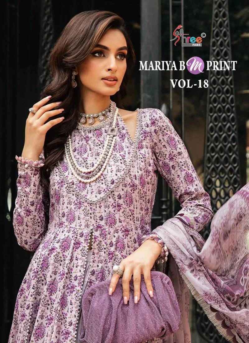 Shree Mariya B M Print Vol 18 Pakistani Suits Cotton Dupatta