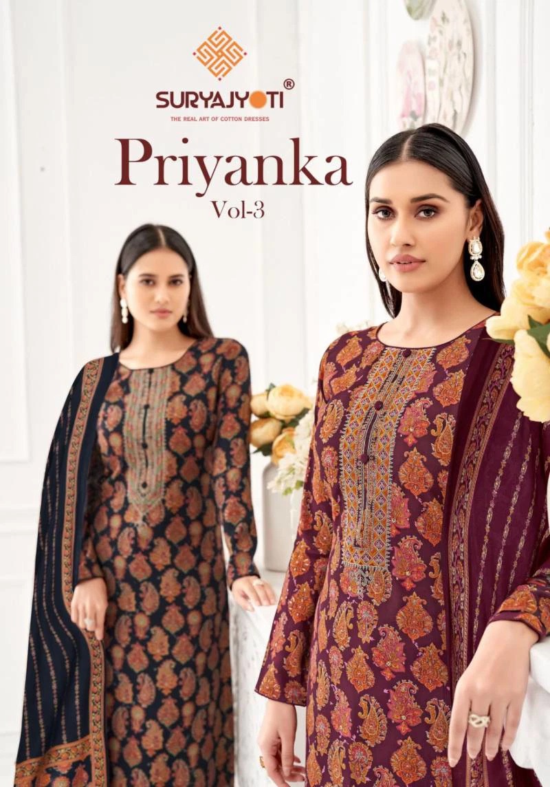 Suryajyoti Priyanka Vol 3 Printed Dress Material Collection