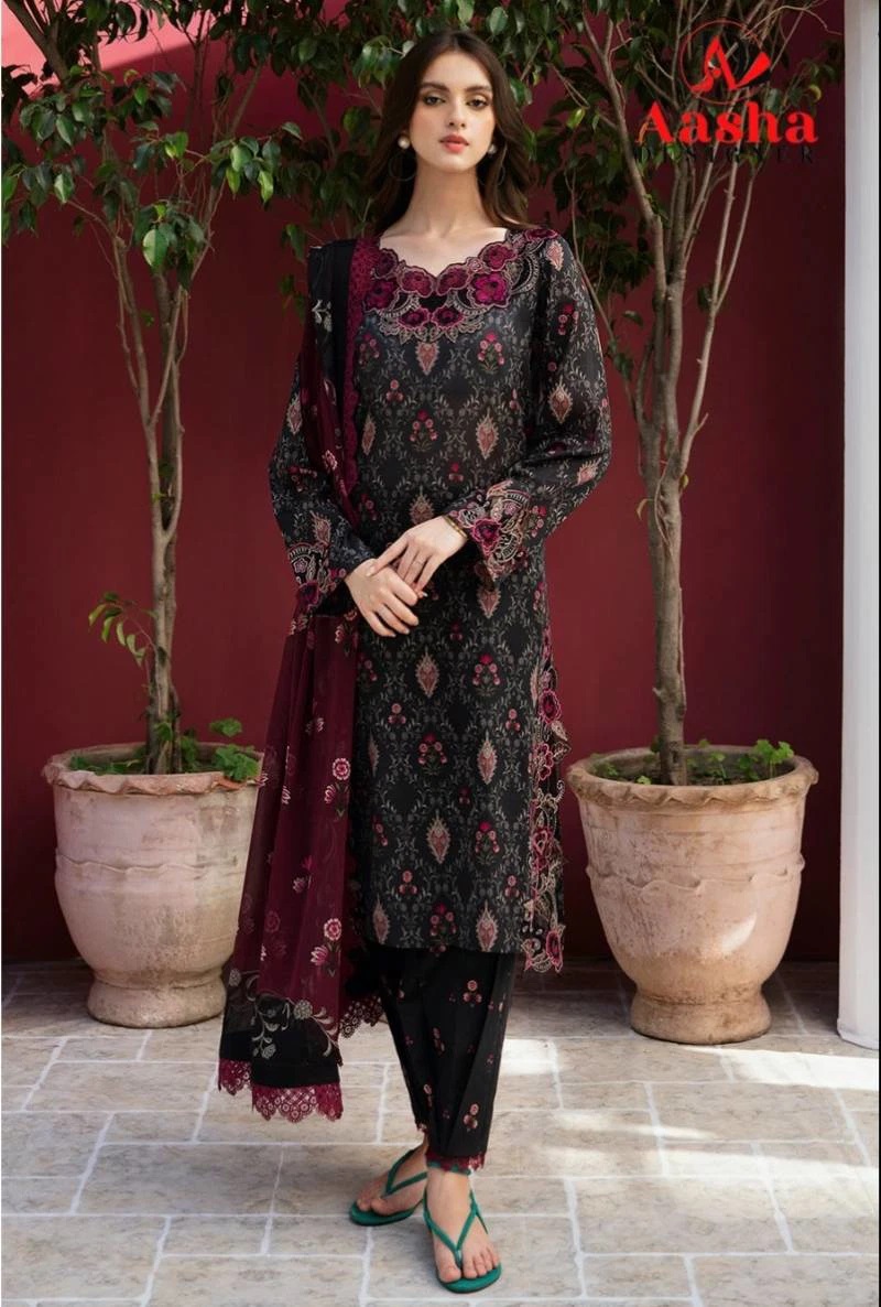 Aasha 1121 Pakistani Suits Chiffon Dupatta